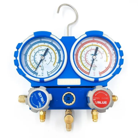 Коллектор манометрический VALUE VMG-2-R410A-B-03 R22,R134A,R410A,R407C (68мм), без шлангов