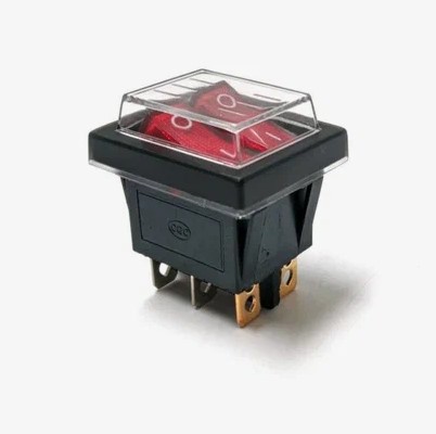 Выключатель двухклавишный 6 конт. KCD3 Ariston 65150778 15A, 250V (20A, 125V) красная